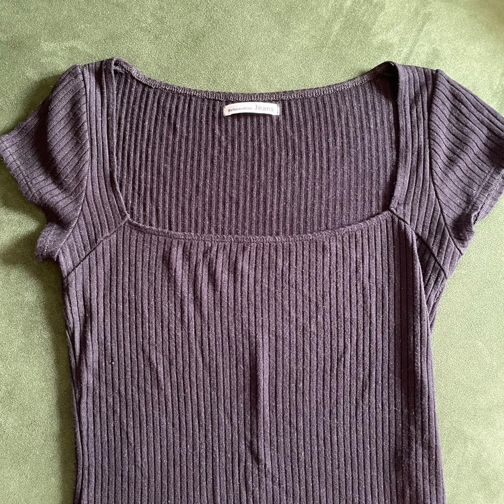 Reformation Black Bardot Top